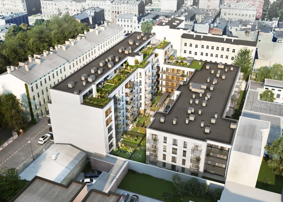 Łódź. Atrium odsłoniło fasadę. 165 mieszkań na Starym Polesiu wchodzi w finalną fazę