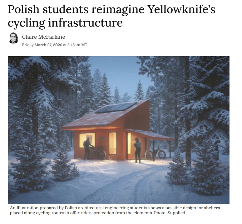 Projekt studentów Politechniki Łódzkiej inspiruje Kanadę. Yellowknife dyskutuje o całorocznej infrastrukturze rowerowej