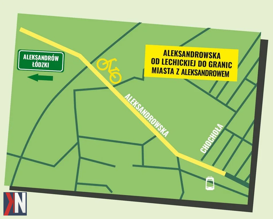 "Nowe trasy rowerowe w Łodzi - wizualizacja pięciu planowanych tras o długości 10 km, obejmujących ulice Unii Lubelskiej, Dąbrowskiego i Puszkina, oraz nowe połączenia z Konstan. Zdjęcie ilustruje rozwój infrastruktury rowerowej w mieście, promując zdrowy i ekologiczny transport."