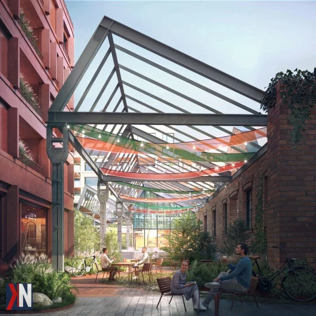"Rewitalizacja zabytkowej hali z 1911 roku w Łodzi – nowoczesna architektura w harmonii z historią, nowe życie w centrum miasta"