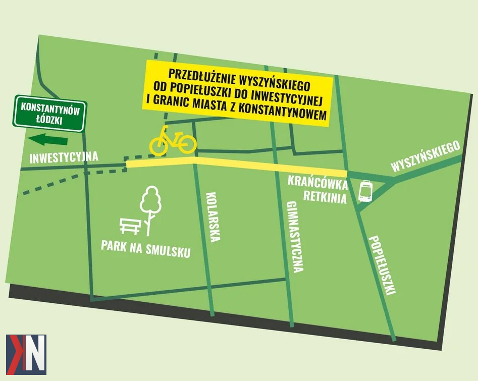 "Nowe trasy rowerowe w Łodzi - wizualizacja infrastruktury rowerowej, przedstawiająca pięć nowych tras o łącznej długości około 10 kilometrów, które powstaną na ulicach Unii Lubelskiej, Dąbrowskiego i Puszkina, poprawiając bezpieczeństwo i komfort rowerzystów w mieście."