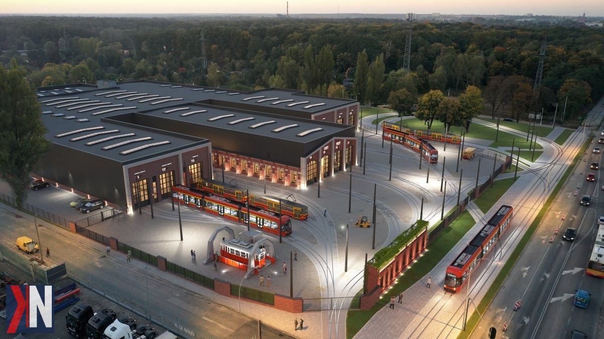 "Nowy Zakład Techniki MPK-Łódź na terenie dawnej zajezdni przy ul. Zgierskiej - nowoczesny szpital dla tramwajów, który oferuje innowacyjne rozwiązania i wsparcie techniczne dla floty tramwajowej w Łodzi."