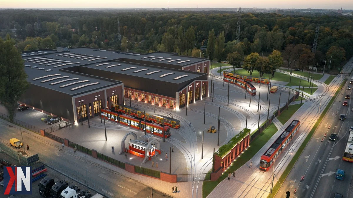 "Nowy Zakład Techniki MPK-Łódź na terenie dawnej zajezdni przy ul. Zgierskiej - nowoczesny szpital dla tramwajów, który oferuje innowacyjne rozwiązania i wsparcie techniczne dla floty tramwajowej w Łodzi."