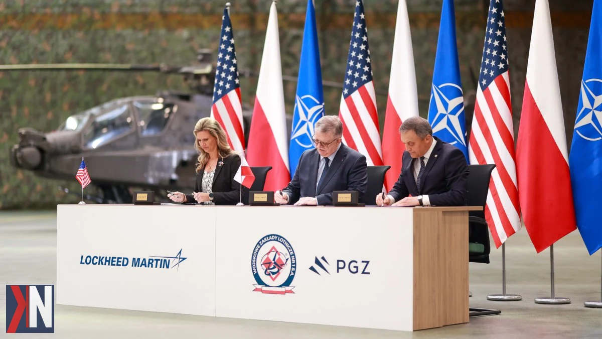 "Zdjęcie przedstawia siedzibę Wojskowych Zakładów Lotniczych nr 1 w Łodzi, gdzie 23 marca podpisano umowy z Lockheed Martin dotyczące budowy centrum serwisowego dla śmigłowców AH-64E Apache, w ramach programu wartego miliardy dolarów."