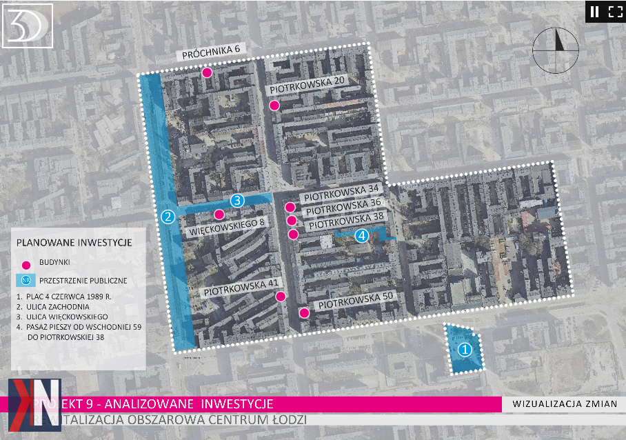 "Zdjęcie przedstawia wizualizację rewitalizacji centrum Łodzi, ilustrując planowaną modernizację z inwestycją ponad 250 mln zł w ramach drugiego etapu programu Rewitalizacji Obszarowej Centrum Łodzi."