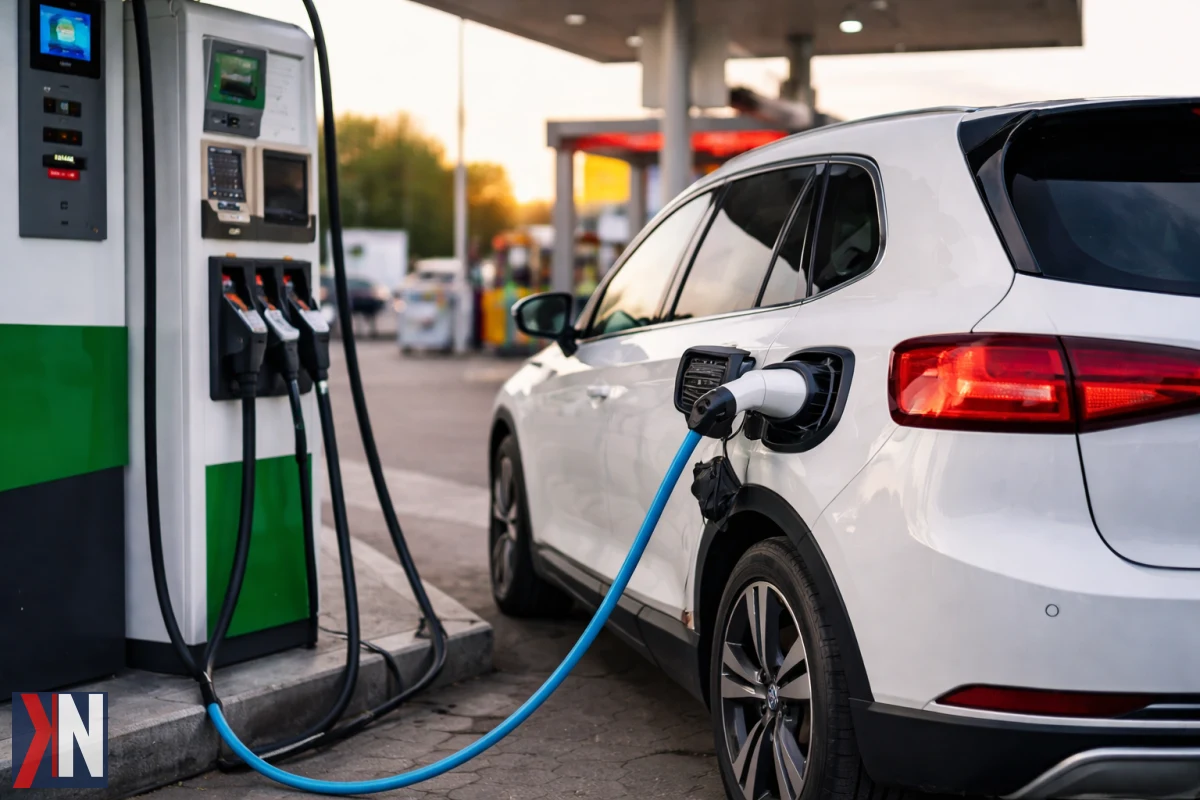 "Zdjęcie przedstawiające nowoczesne samochody elektryczne zaparkowane obok tradycyjnych, spalinowych aut, symbolizujące zmianę na polskim rynku motoryzacyjnym w 2025 roku. Mimo rosnących dopłat na pojazdy elektryczne, kierowcy w Polsce wciąż preferują samochody z silnikami spalinowymi, co ilustruje aktualne trendy w sprzedaży. Zarejestrowano blisko 600 nowych samochodów, co pokazuje dynamiczny rozwój branży."