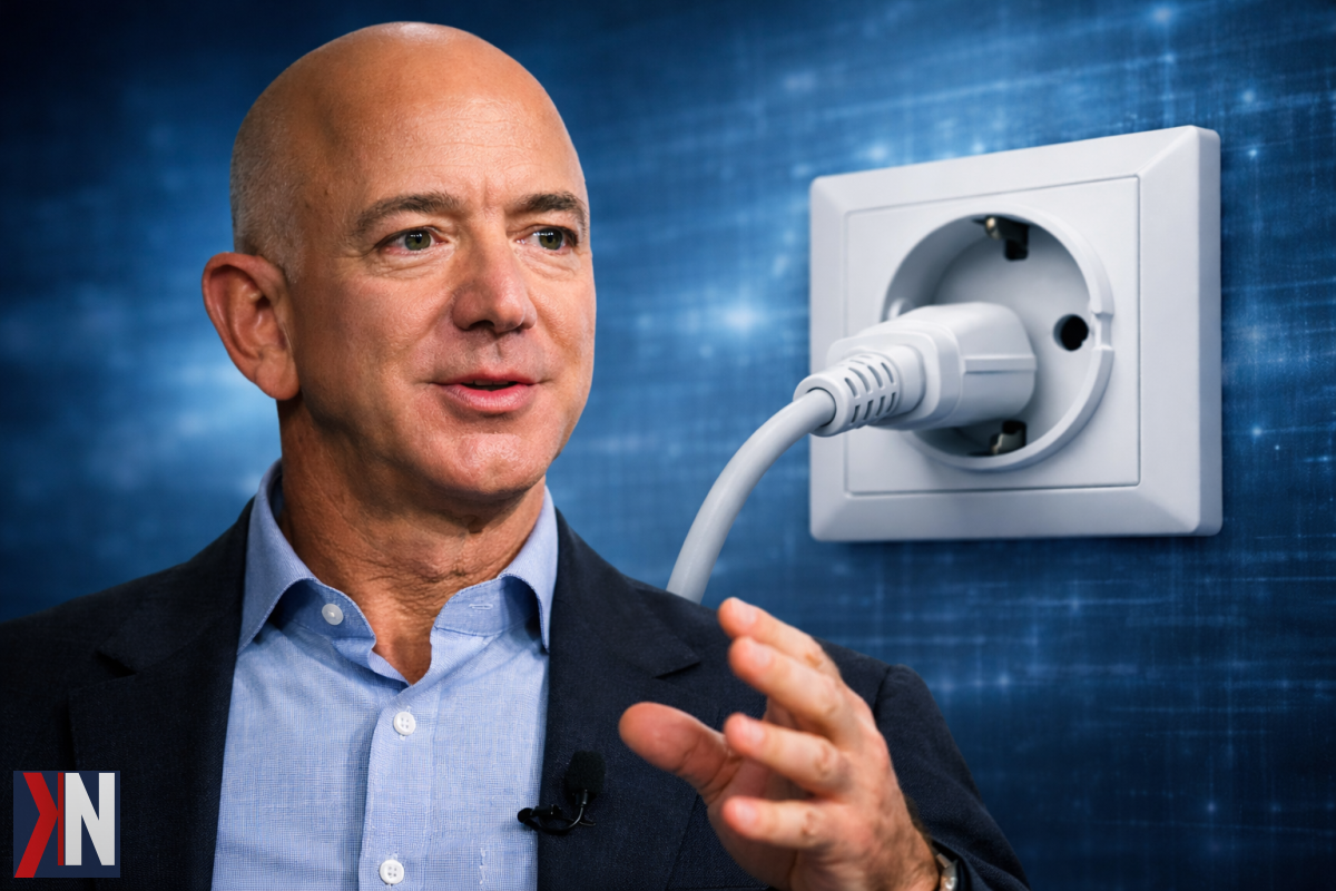 "Jeff Bezos omawia przyszłość komputerów, w której moc obliczeniowa będzie dostępna na zasadzie subskrypcji, jak energia elektryczna, z zachodzącym w tle nowoczesnym biurem i sprzętem komputerowym. Artykuł porusza zmiany w postrzeganiu technologii i dostępności komputerów w kontekście zamożności."