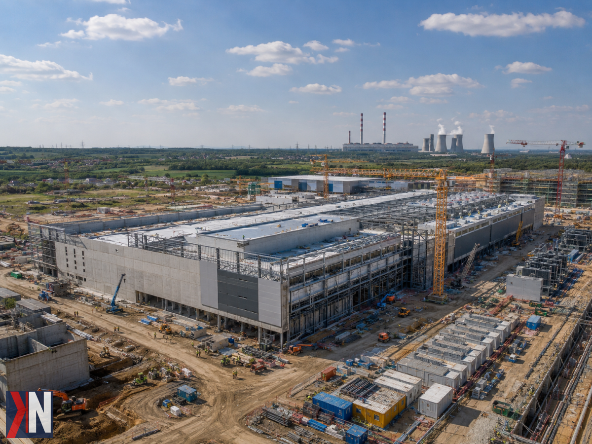 "Zdjęcie przedstawiające nowoczesne centrum danych pod Bełchatowem, które stanie się jedną z największych inwestycji w Europie. W 2025 roku sektor centrów danych w Polsce wygeneruje 10,6 mld zł wartości dodanej brutto oraz 4,3 mld zł wpływów fiskalnych, podkreślając znaczenie tej branży w kontekście wzrostu gospodarczego i rozwoju sztucznej inteligencji."