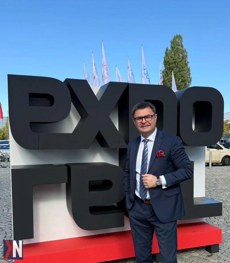 Marcin Włodarczyk z firmy Renavis na EXPO REAL 2026 w Monachium, dzielący się swoimi spostrzeżeniami na temat potencjału inwestycyjnego Łodzi.