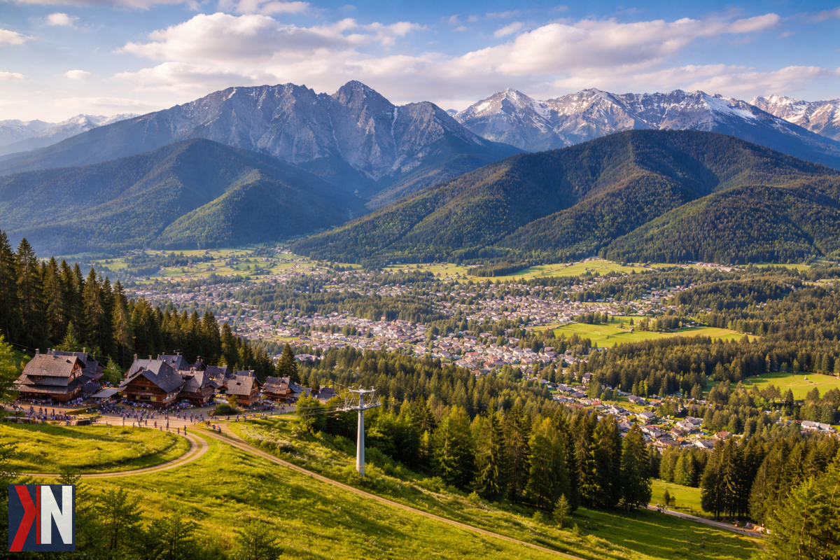 "Rodzina spędzająca weekend na malowniczym wyjeździe, cieszy się wspólnymi chwilami w pięknej scenerii, pokazując, jak Polacy planują dzisiaj krótkie wypady, traktując je jako ważny projekt, który przynosi radość i odprężenie."