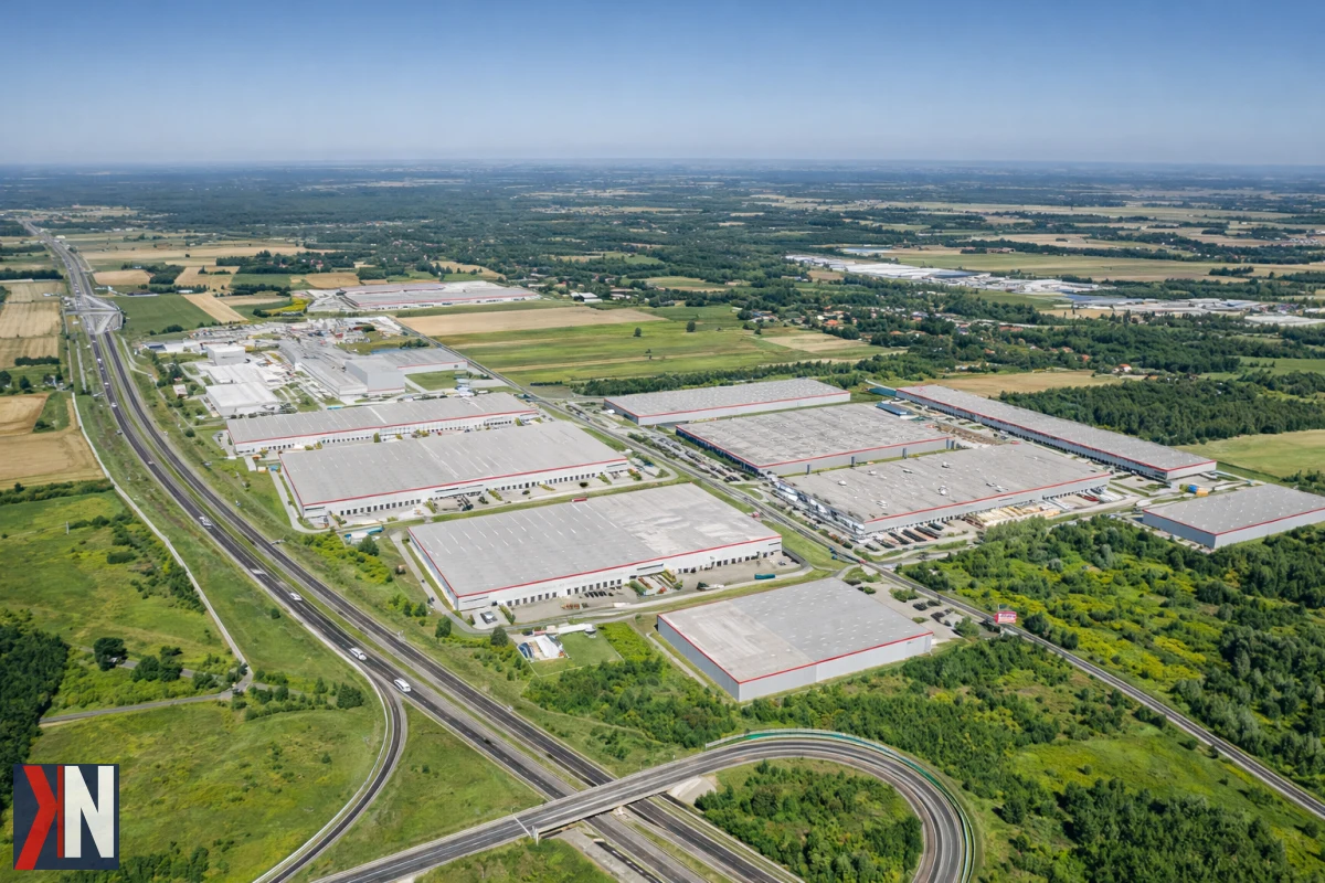 "Zdjęcie przedstawia nowoczesny magazyn w SEGRO Logistics Park w Strykowie, gdzie globalna firma Rittal zwiększa swoją obecność, podpisując nową umowę na powiększenie zajmowanej powierzchni. W tle widać dynamiczny rozwój infrastruktury magazynowej, symbolizujący rosnące możliwości logistyczne regionu."