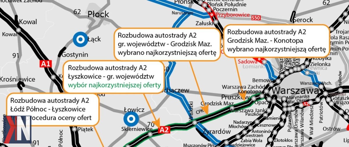 "Prace budowlane na odcinku autostrady A2 pod Łodzią - wykonawca Budimex przygotowuje się do rozbudowy, jednak start robót wymaga jeszcze chwilowego oczekiwania."