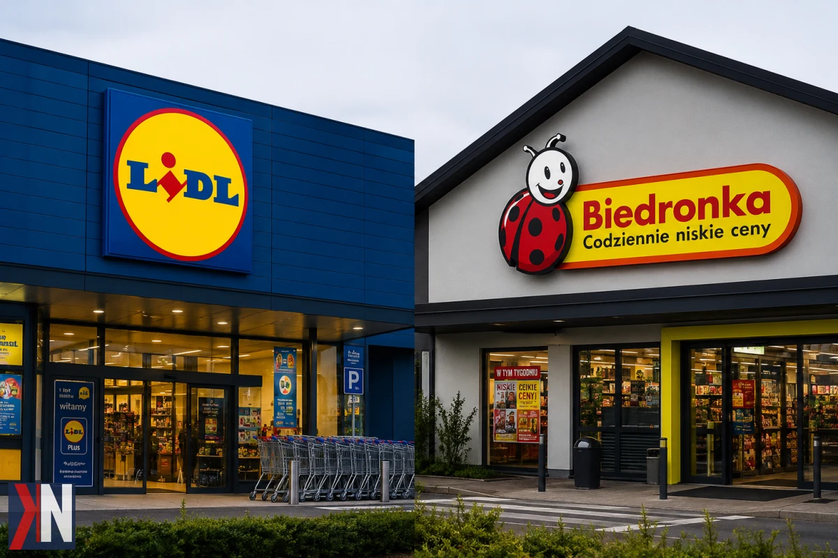 Zdjęcie przedstawia produkty spożywcze w sklepie Biedronka oraz Lidl, które są popularnymi dyskontami w Polsce. Artykuł omawia nowy raport ASM, wskazujący na spadek cen produktów oraz ujawniający, że te sieci nie zawsze są najtańsze na rynku. Zobacz, jak zmieniają się ceny i co to oznacza dla zakupów.