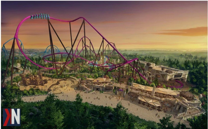 Rollercoaster w Energylandii w Zatorze – grafik przedstawiający nową atrakcję, która ma pobić dwa europejskie rekordy. W 2024 roku park rozrywki Energylandia otworzy największy rollercoaster w Europie, wyprzedzając znane parki rozrywki, takie jak Disneyland.